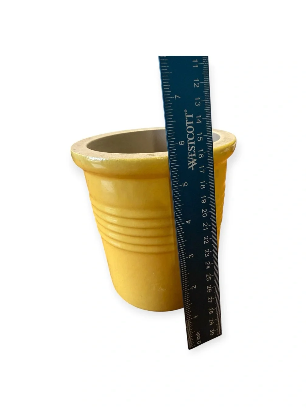 PAMPERED CHEF Utensil Crock Family Heritage Stoneware Bread Yellow